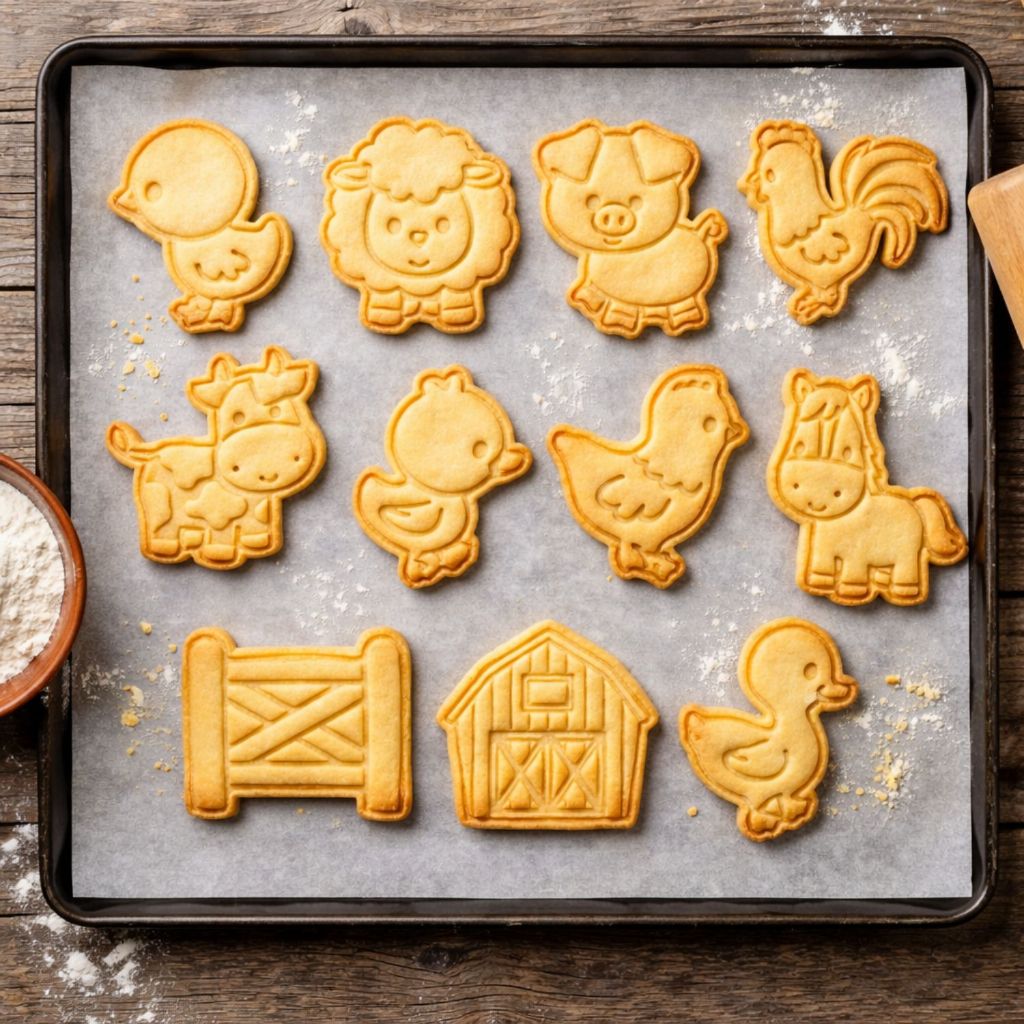 kit cortador/molde tema fazendinha com 11 peças para biscoitos, pasta americana, bolachas e massinhas