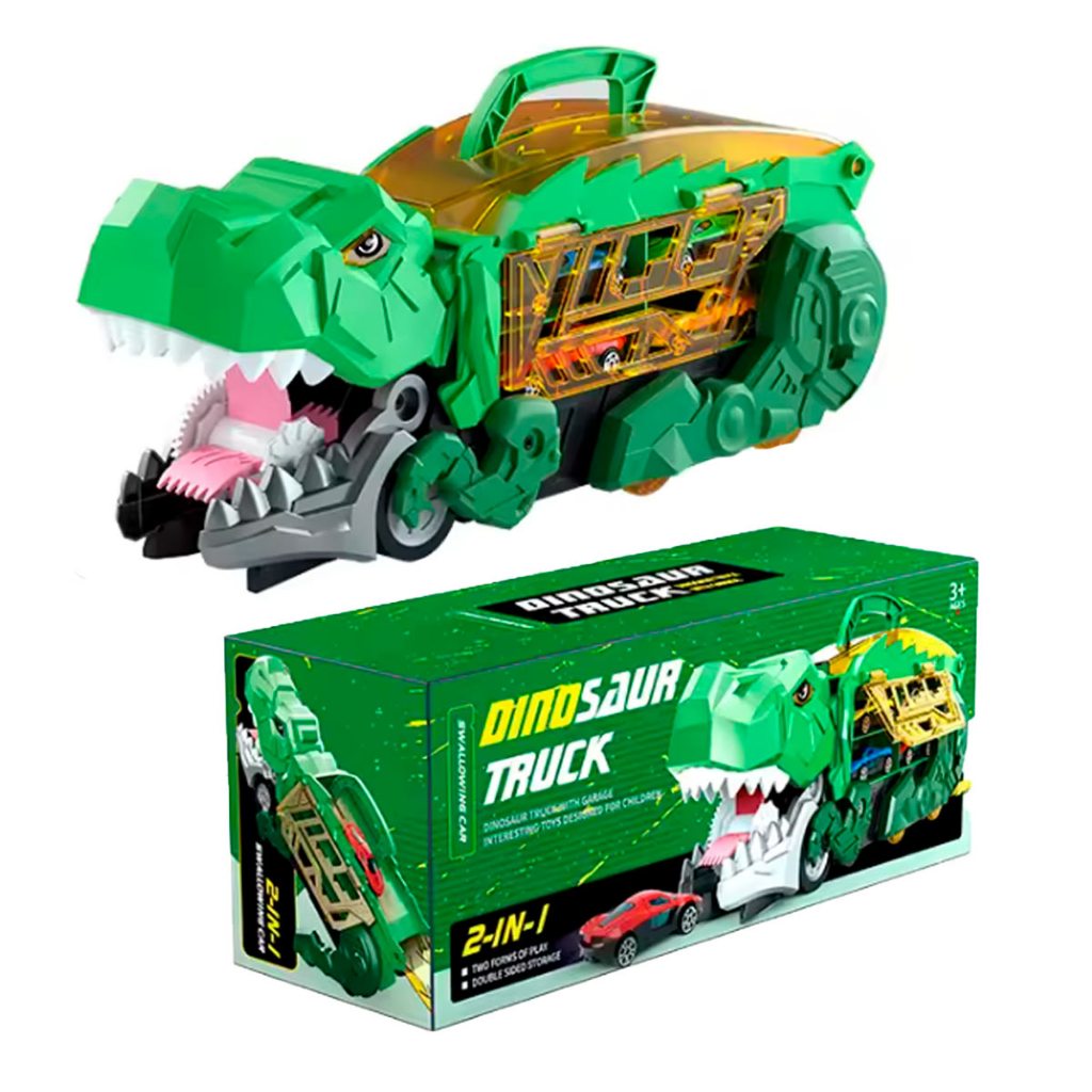 Pista Dinossauro 2 em 1 Caminhão Cegonha Carro Carrinho Brinquedo com Rampa Corrida