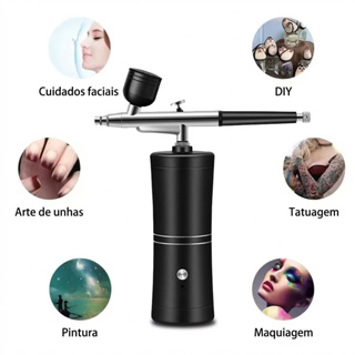 Aerógrafo Elétrico Portátil Multifuncional para Hidratação Facial, Pintura, Unhas e Modelismo em Oferta na Shopee