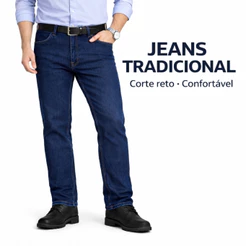 Calça Masculina Jeans Trabalho Tradicional Reforçada Com Elastano Reta Básica Lycra