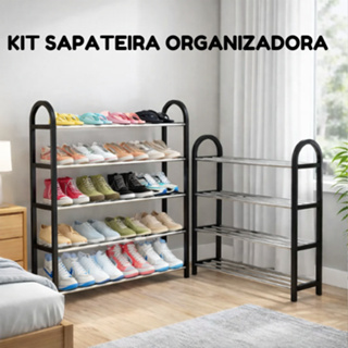 KIT SAPATEIRA 4 E 5 PRATELEIRAS ORGANIZADOR MULTIUSOS SAPATOS 8 OU 10 PARES em Oferta na Shopee