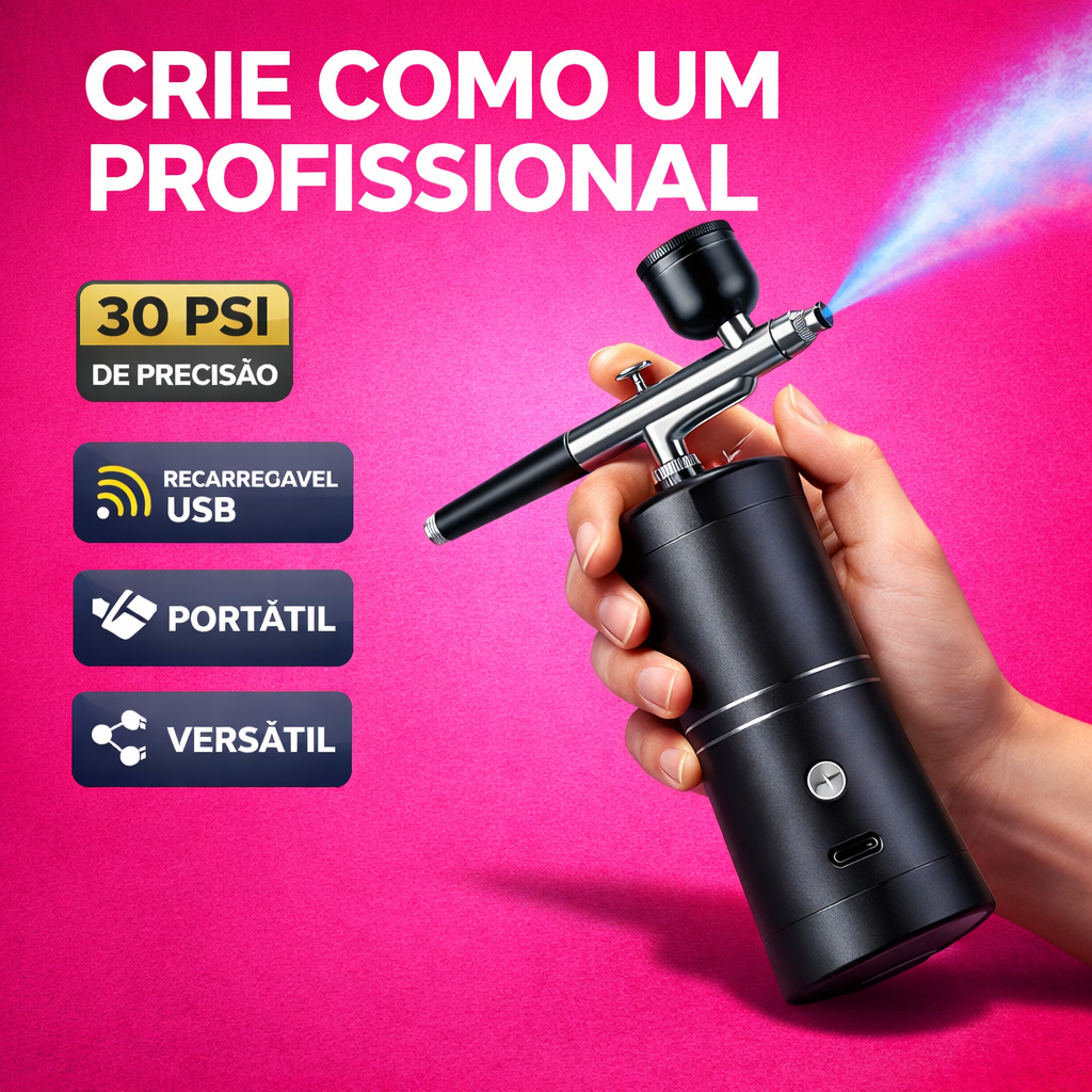 Kit Aerógrafo Recarregável Sem Fio com Compressor 30PSI Portátil em Oferta na Shopee