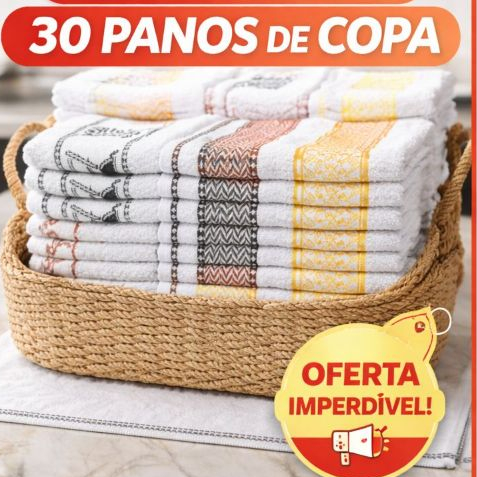 Panos De Prato Atoalhado Gourmet Branco Detalhe Barrado 30 Unidades 100% Algodão Revenda Atacado