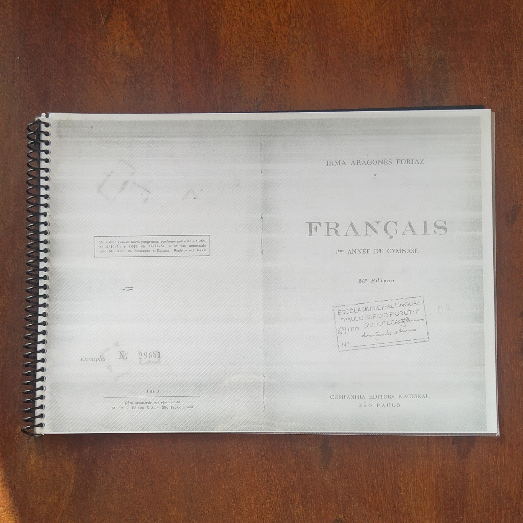 LIVRO: FRANÇAIS - IRMA ARAGONÉS FORJAZ - PREMIÈRE ANNÉE DU GYMNASE / ENSINO DE IDIOMAS FRANCÊS LIVRARIA SEBO BIBLIOTECA