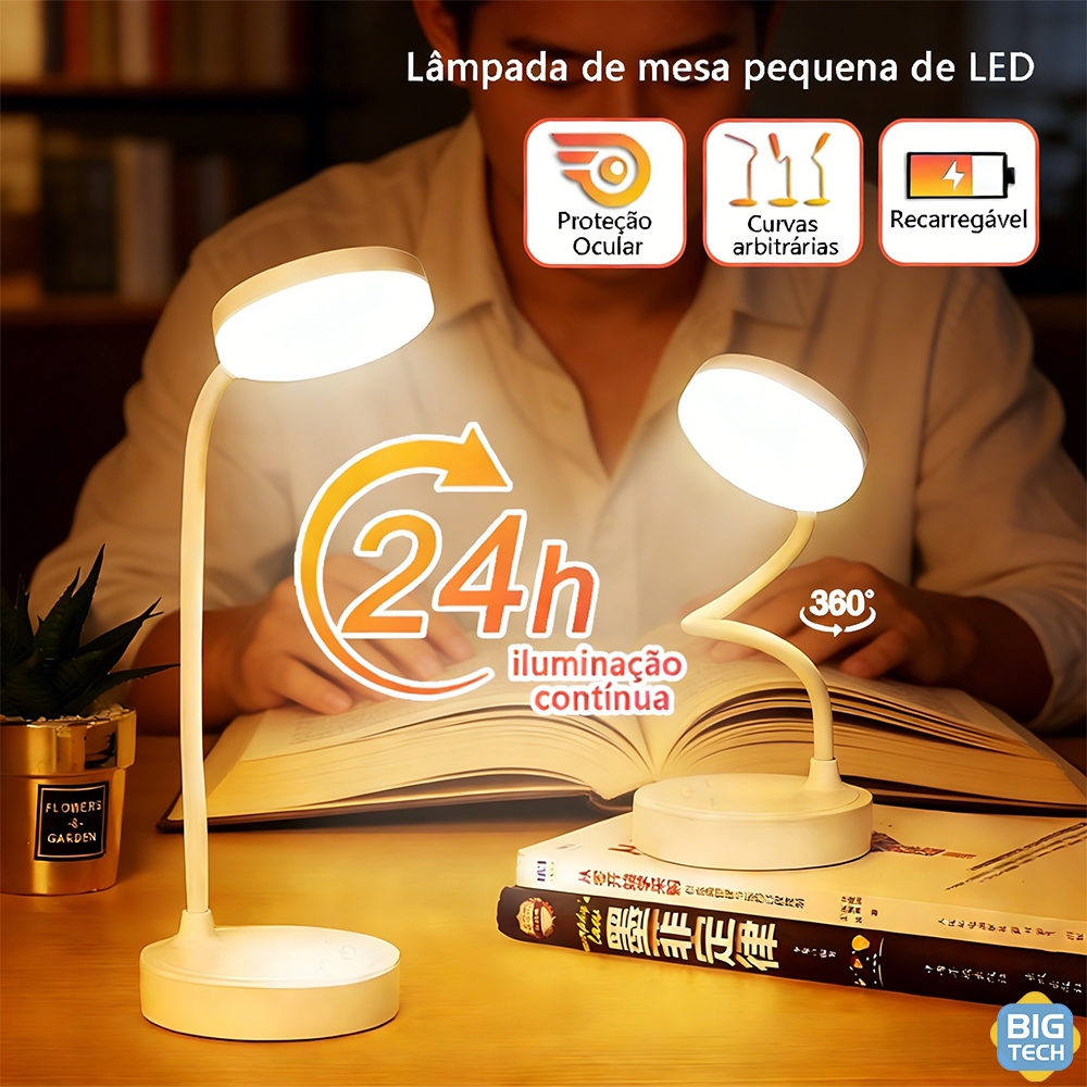 Luminária Abajur De Mesa Sem Fio Mesa LED Usb Recarregável  Lâmpada Abajurs Quarto Flexível