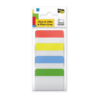 Marcador de página 38x51mm 4 cores transparente c/ 24fls Stick Note PT 24 UN em Oferta na Shopee