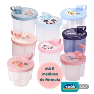 Porta Leite em Pó com Trava Segura 3 Divisórias Para Fórmula Infantil Plasútil 300ml Dosador em Oferta na Shopee