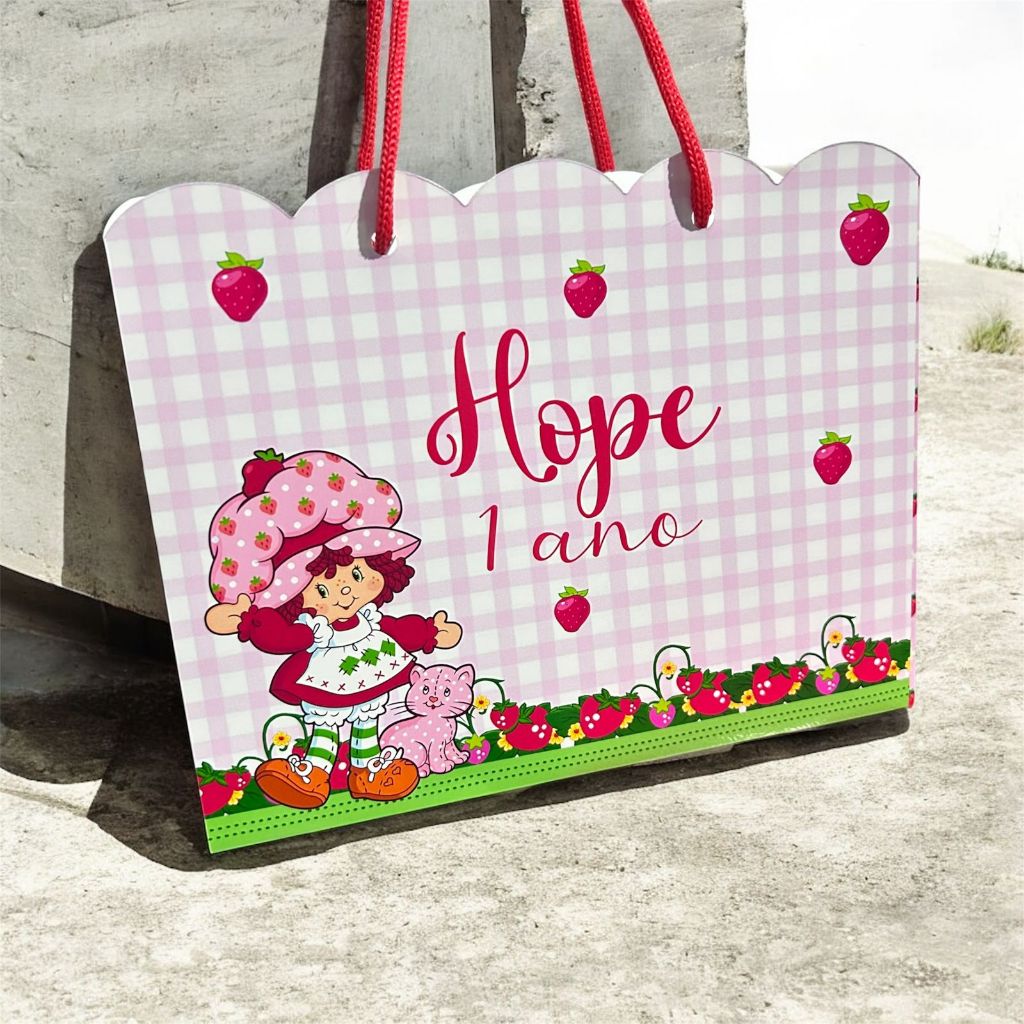 Sacolinha Personalizada Moranguinho  | Lembrancinha Festa Infantil | Pegue e Monte