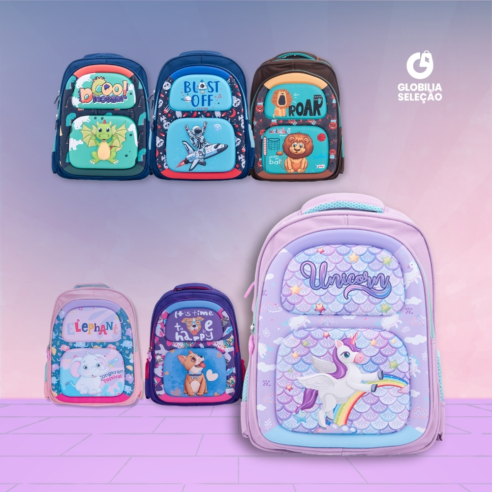【Alta Qualidade】Mochila Infantil Escolar Menino Menina  Resistente Passeio Bolsa Impermeável KMA5119-ESTERIO