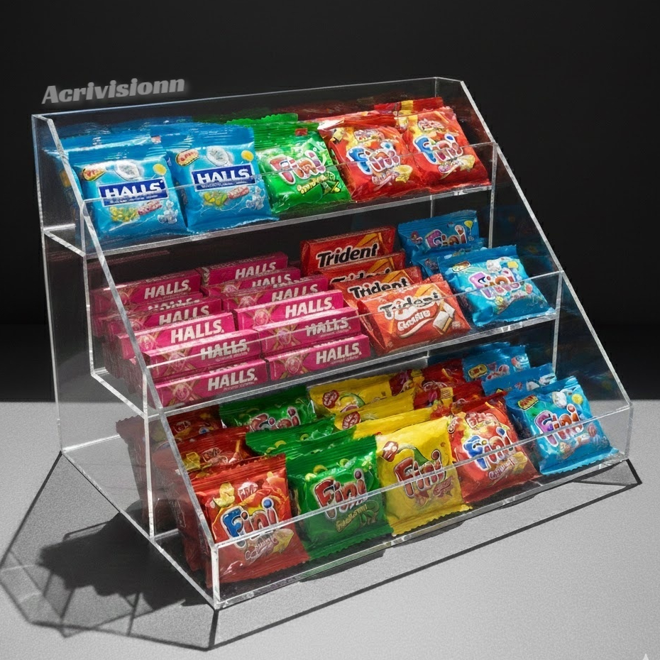 EXPOSITOR DE DOCES,BALAS,HALLS,CHICLETES,BOMBONS em Oferta na Shopee