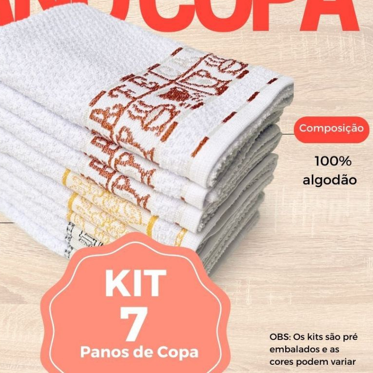 Kit 7 Panos de Prato Atoalhado Gourmet Panos de Prato Cozinha