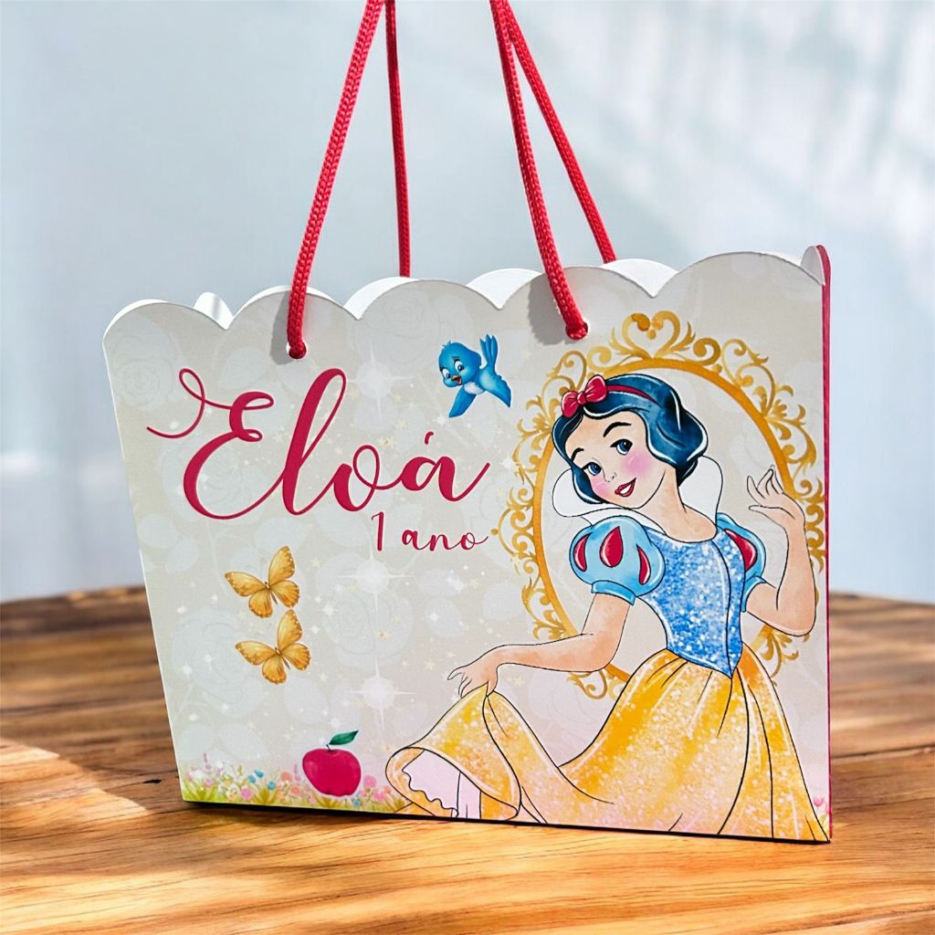 Sacolinha Personalizada Branca de neve aquarela  | Lembrancinha Festa Infantil | Pegue e Monte