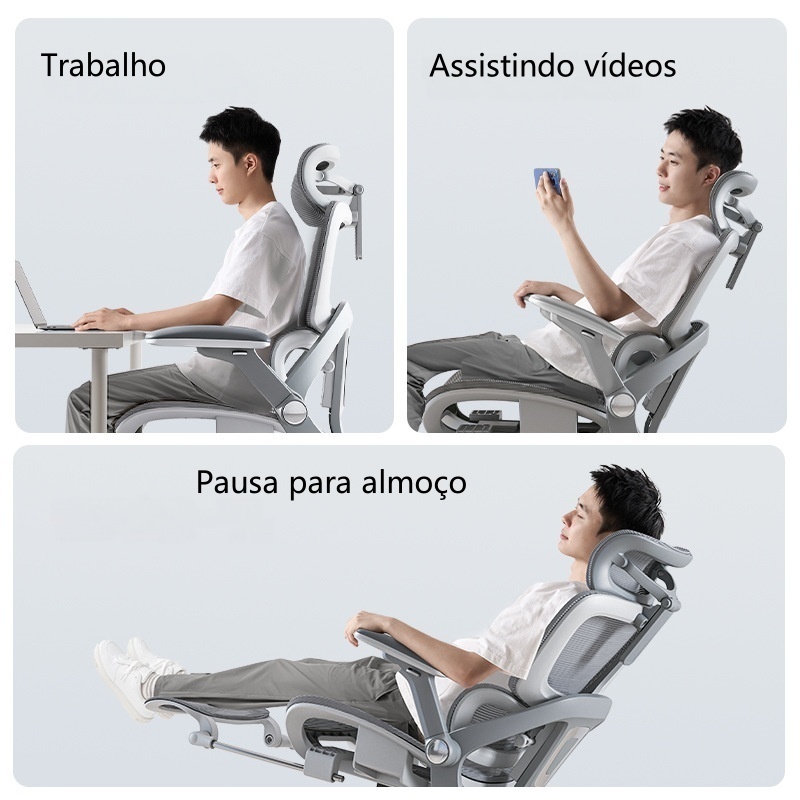 YESOP Cadeira Ergonômica Escritório Gamer Estudo Assento Zero Gravity Capacidade 150kg Cor Branco · foto 2