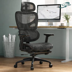 YESOP Cadeira Ergonômica Escritório Gamer Estudo Assento Zero Gravity Capacidade 150kg Cor Preto