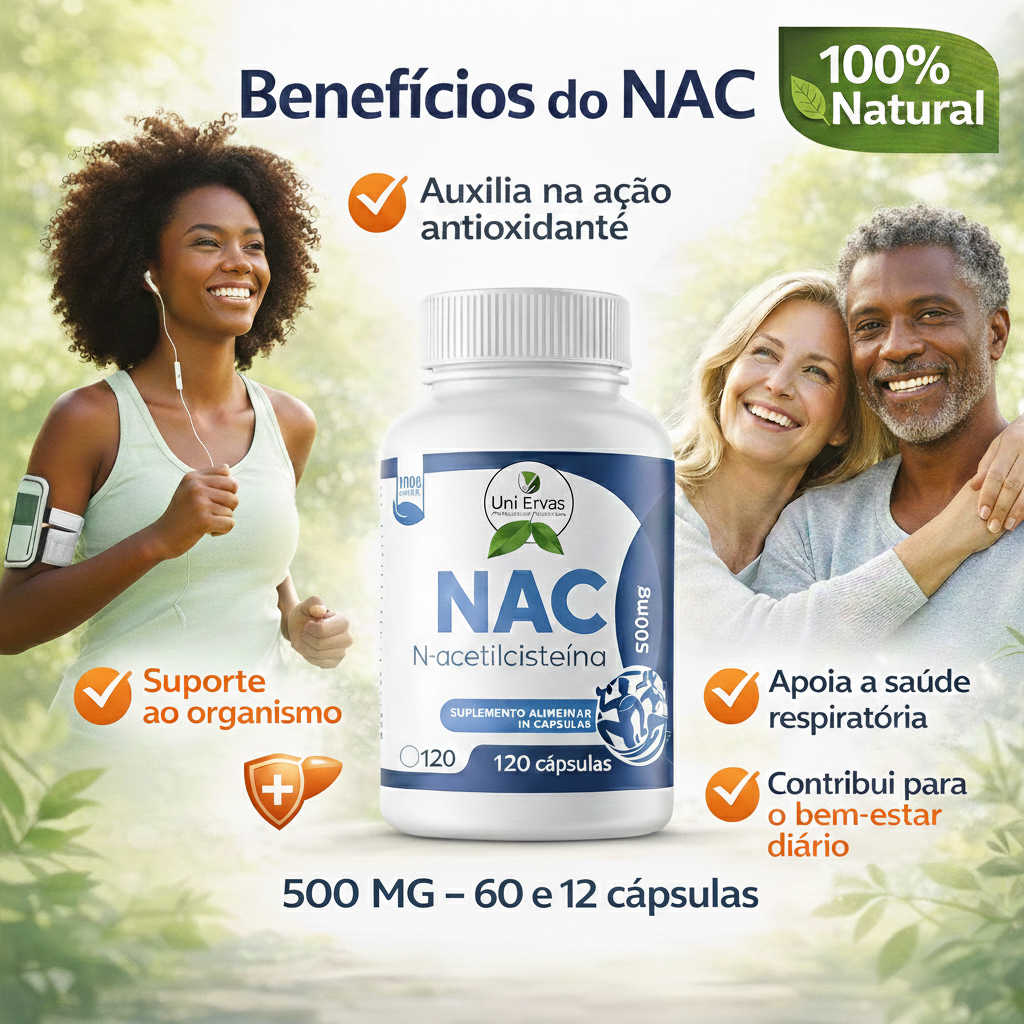 Nac - Acetilcisteina 500mg C 60/120 Cápsulas - Uniervas em Oferta na Shopee