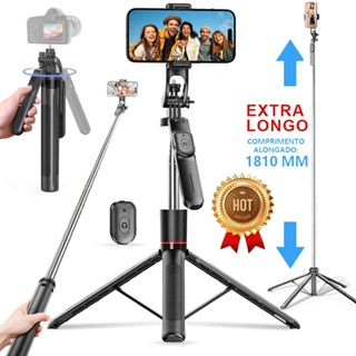 Selfie Stick Tripé 1.7M/1.8M/2M, 4 Eixos 360° Rotação Anti-tremor+ Controle Bluetooth Sem Fio para Vlog em Oferta na Shopee
