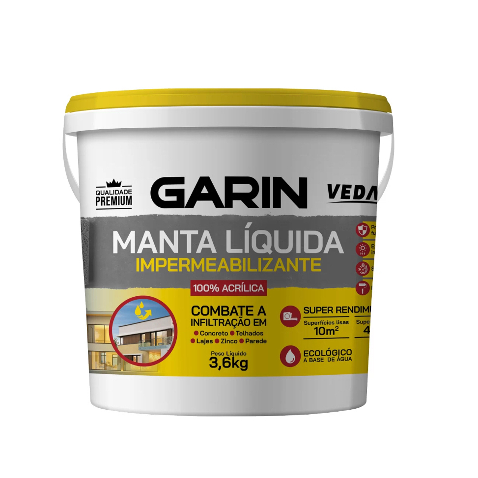 Manta Liquida Emborrachada 3,6kg Protege Lajes De Infiltração Goteiras Vazamentos Garin e Eurodecor