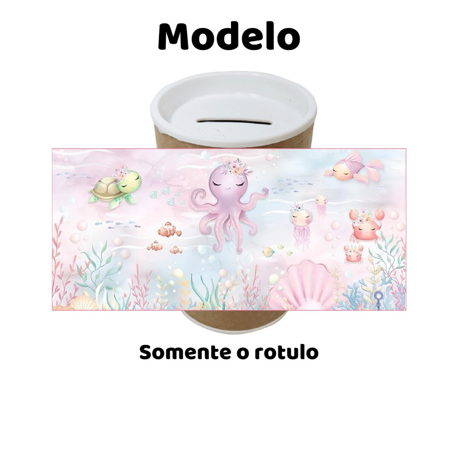 Rótulo adesivo personalizado para cofrinho ou tubolata tema FUNDO DO MAR lembrancinha em Oferta na Shopee