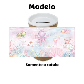 Rótulo adesivo personalizado para cofrinho ou tubolata tema FUNDO DO MAR lembrancinha em Oferta na Shopee