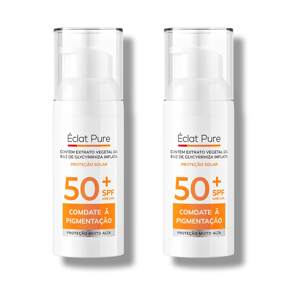 Éclat Pure Kit 2 Protetor Solar Facial FPS50 Toque Seco e Antissinais Hidratante Para Todos os Tipos de Pele