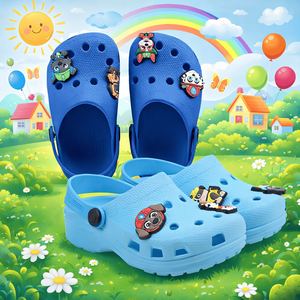 Kit 2 em 1 Babuches Infantil Menino Botons Leve E Macia Patrulha Azul Kids Marca Nexa