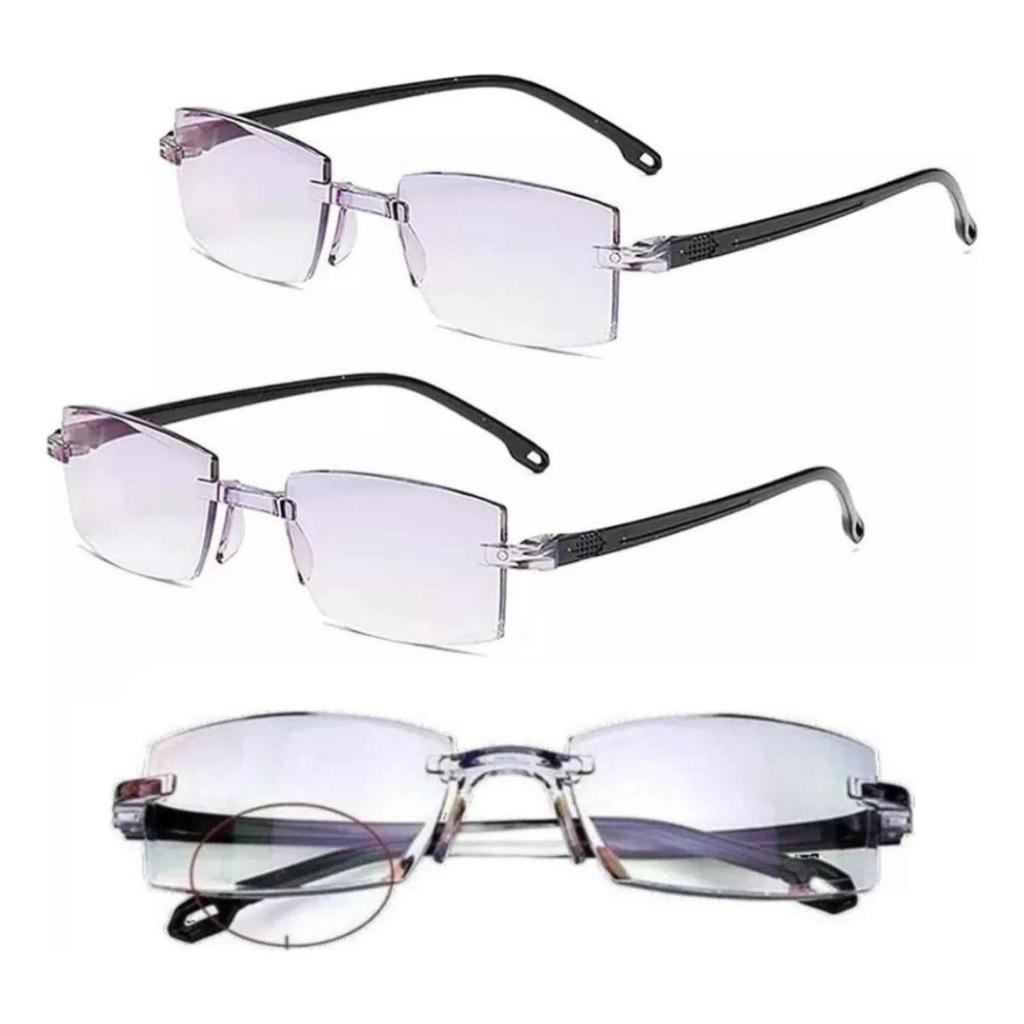 Kit 2 Óculos De Leitura Anti Luz Azul Titanium Tr90 Safira 2em1 em Oferta na Shopee