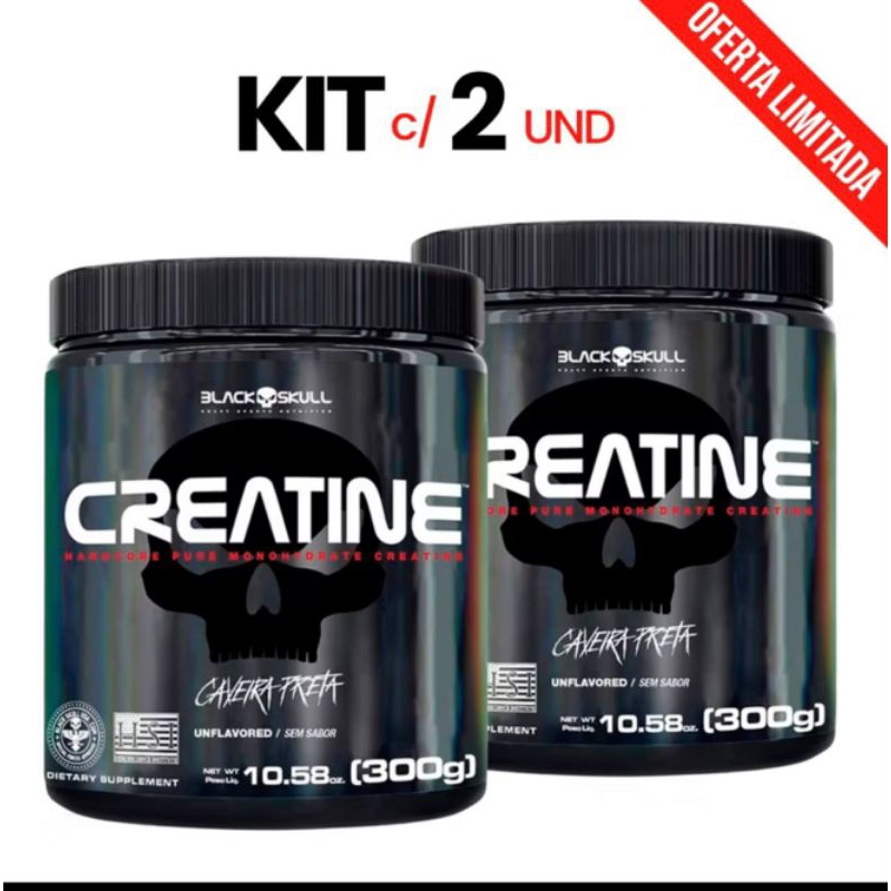 Kit 2 Creatina Black Skull 100% Pura Monohidratada - 300g