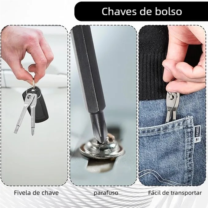 EDC Portátil Chaveiro: Ferramenta Chave Fenda Philips para Camping e Bolso