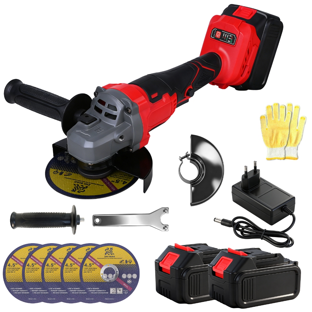 Esmerilhadeira Angular Profissional 21V Sem Fio com 2 Baterias, Carregador Bivolt + 5 Discos de Corte/Lixa