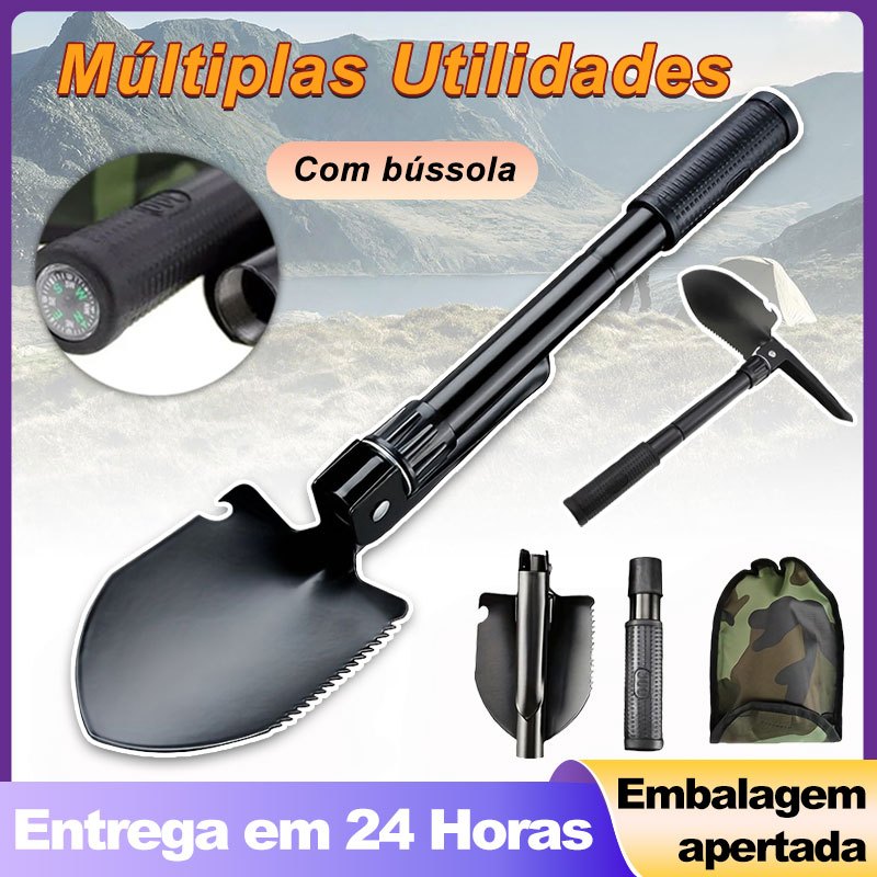 Pá Portátil Vira Picareta Dobrável Militar De Emergência Multi-função Acampamento em Oferta na Shopee