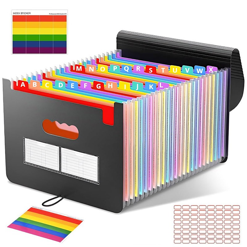 Pasta Sanfonada 25/37 Bolsos Organizador de Documentos A4 Pasta de Arquivo Expansível Colorida com Etiquetas e Alça em Oferta na Shopee