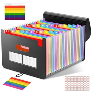 Pasta Sanfonada 25/37 Bolsos Organizador de Documentos A4 Pasta de Arquivo Expansível Colorida com Etiquetas e Alça em Oferta na Shopee