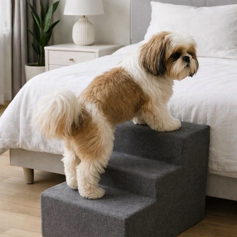 Escada Pet Suede 3 Degraus para Sofá ou Cama Cachorro Gato Animal Doméstico