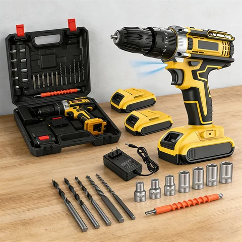 Kit Parafusadeira Furadeira 48V 2 Baterias Maleta e Acessórios Completos