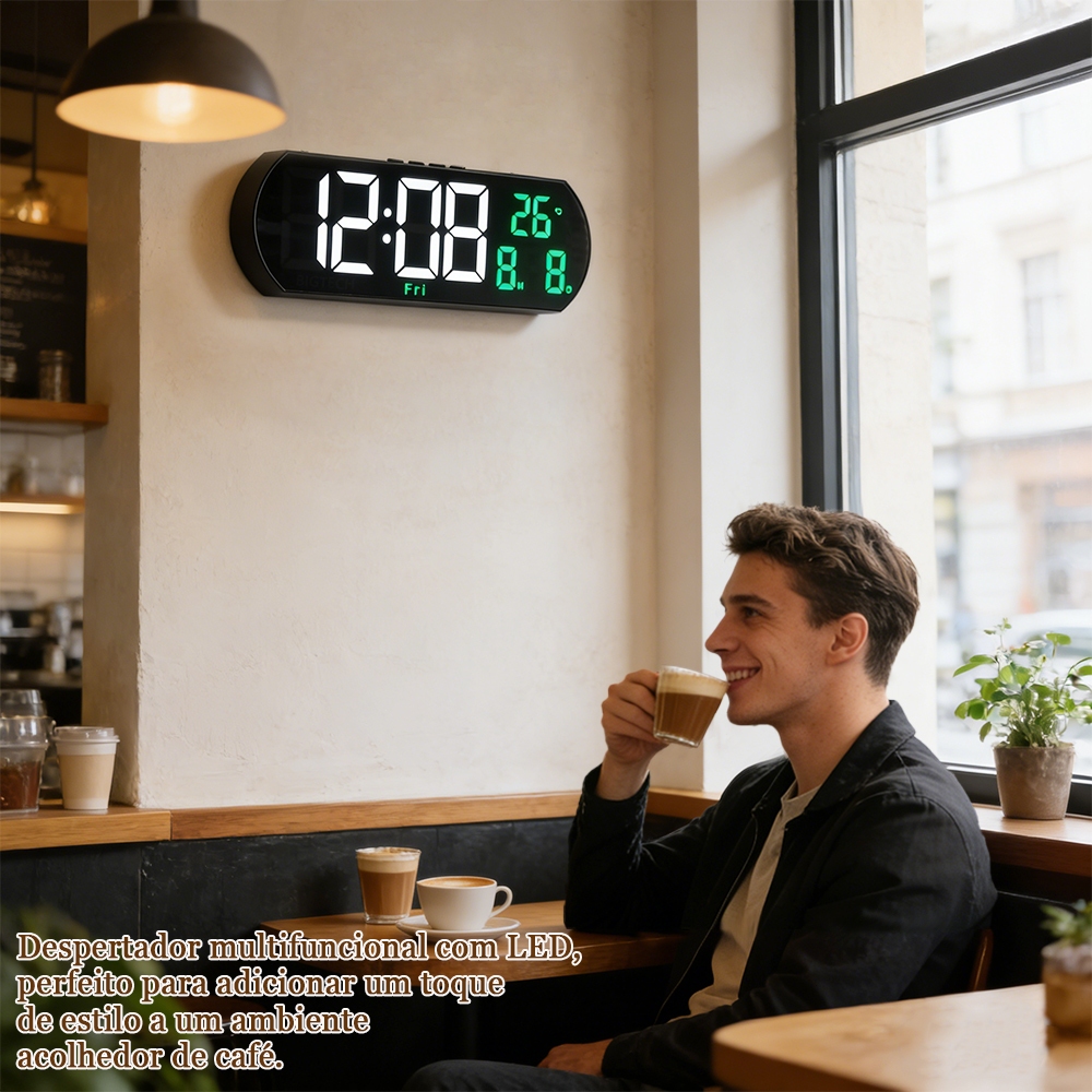 Relógio De Parede Inteligente Com Três Alarmes Brilho Ajustável E Construção Durável em Oferta na Shopee