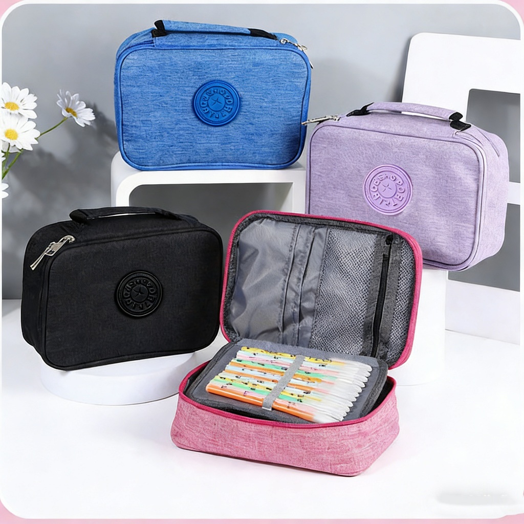 Estojo 72 Pens Nylon Com Alça Escolar Box Organizador Infantil em Oferta na Shopee