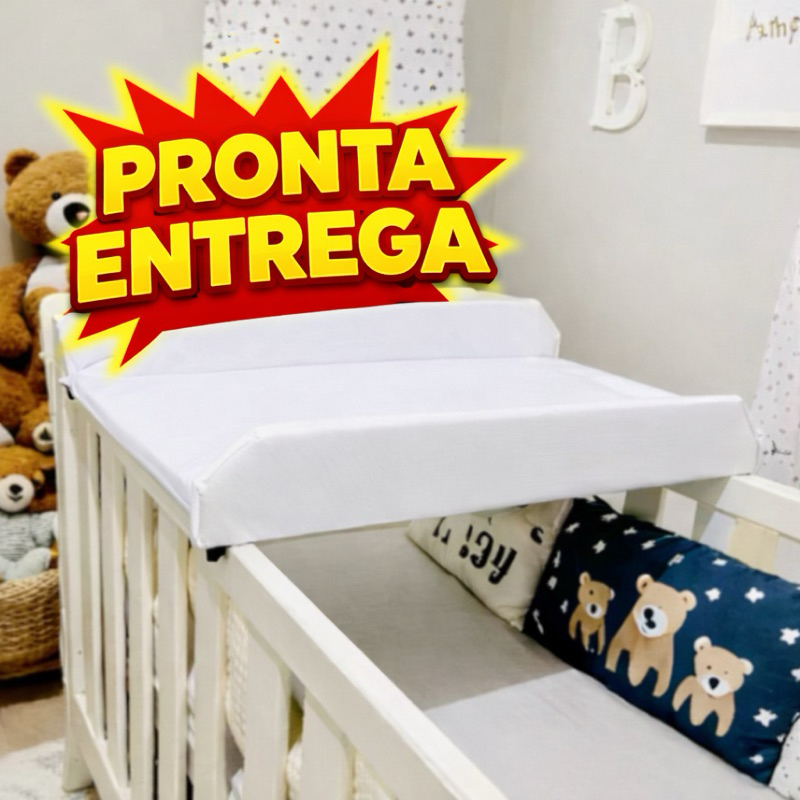 Trocador Portátil Baby Soft em MDF – Almofadado para Berço e Cômoda | Várias Cores