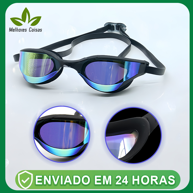 Óculos de natação para homens/mulheres,Óculos de natação espelhados, proteção UV, antiembaçante，preto em Oferta na Shopee
