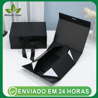 Luxo caixa de presente de feriado/Caixa rígida Caixa Presente Dobrável com Ímã/Magnético e Fita Cetim tamanho22*17*8.5cm em Oferta na Shopee