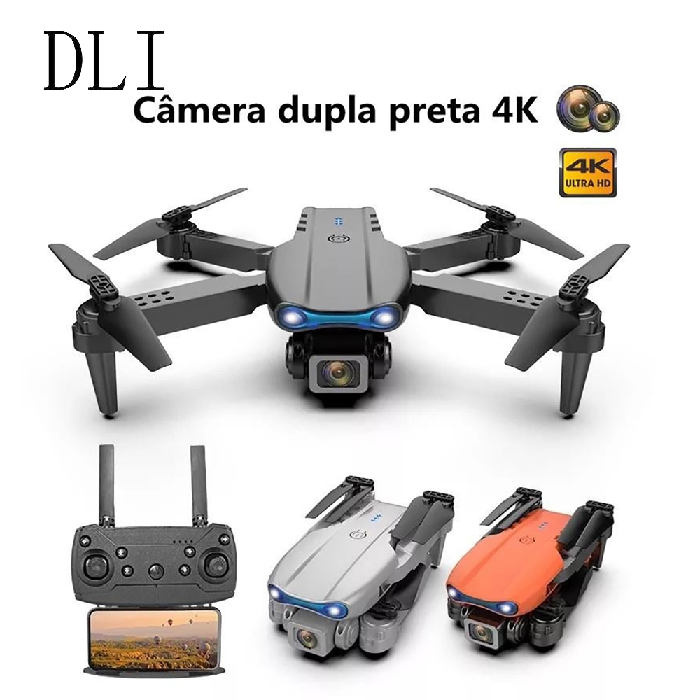 DLI Drone E99 Com Câmera 4k HD Grande Angular WiFi Posicionamento Visual em Oferta na Shopee