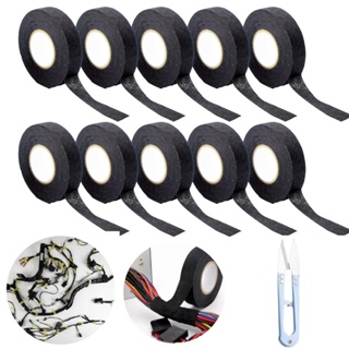 10 Rolo Fita De Tecido Impermeável-Isolamento Durável, Forte Adesão, 15M/Rolo Para Fiação Carro em Oferta na Shopee