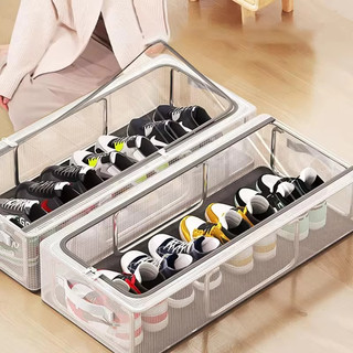 Com zíper Caixa de armazenamento empilhável para sapatos, caixa de armazenamento transpar…