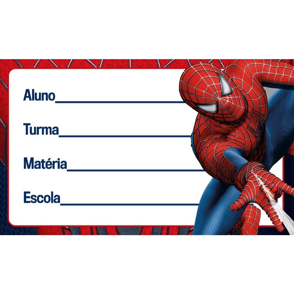 20 ETIQUETAS ESCOLAR HOMEM ARANHA 2026 KIT COM 20 ADESIVOS ESCOLAR DO HOMEM ARANHA 8X5