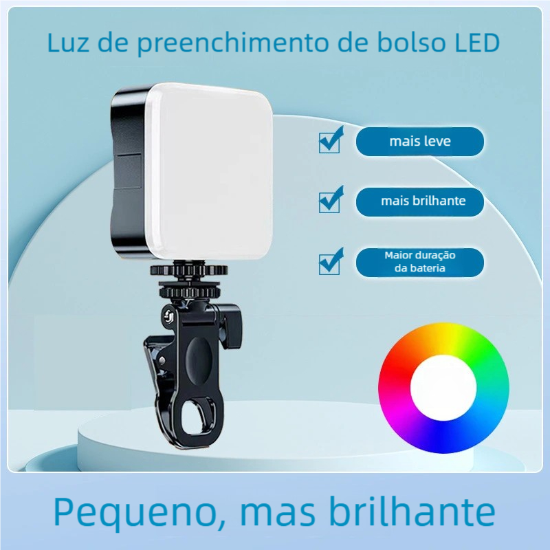 Luz Portatil De Vídeo LED Para Câmera De Celular Com Painel De Preenchimento 3000K-5500K