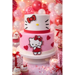 🎂 Bolo Fake 2 Andares Hello Kitty rosa e branco – Decoração de Festa em Oferta na Shopee