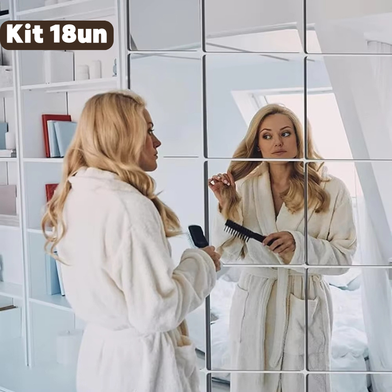 kit 18 /12 Espelhos Adesivo Decorativo De Parede 30x30 cm Quadrado em Oferta na Shopee