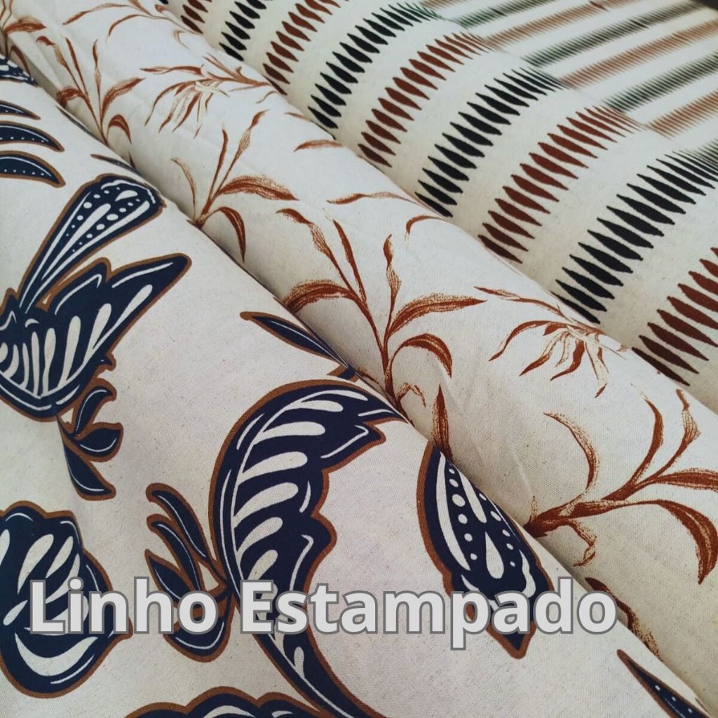 Tecido Linho Estampado Moda Feminina Vestido blusa Artesanato Decoração Cortinas  Almofadas