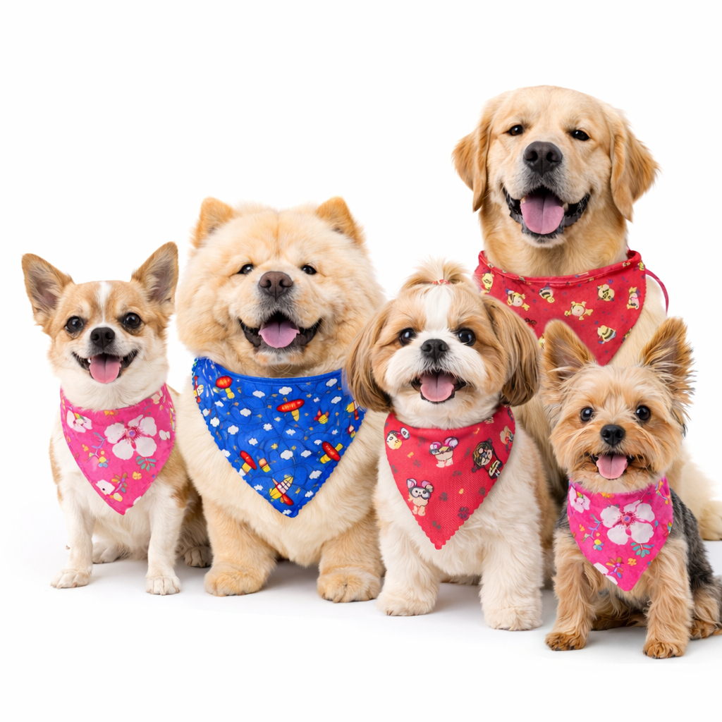 100 Bandanas Pet Atacado | Pequena Média Grande Extra | Banho e Tosa