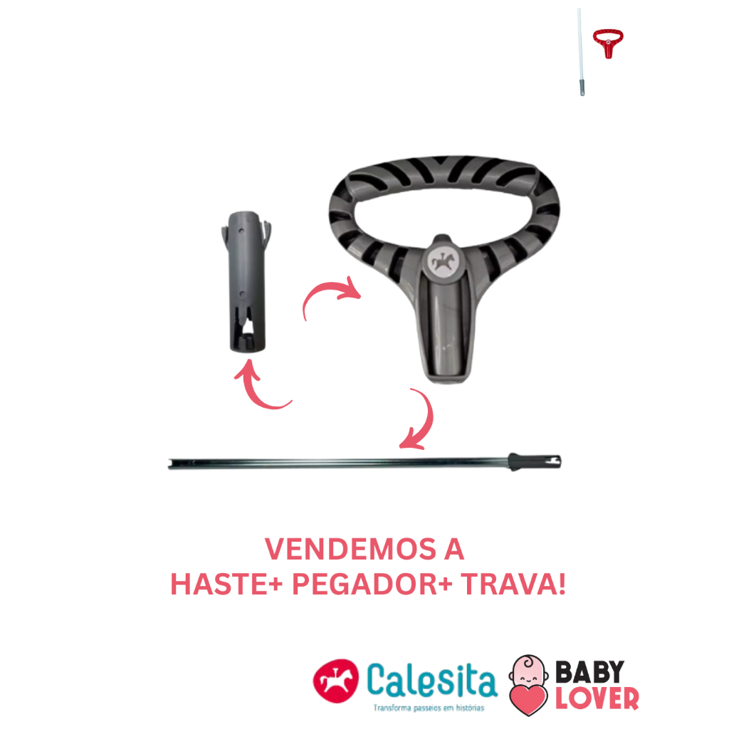 Haste Aste de Empurrar Empurrador Completo Pegador+Cano Todos Carrinhos de Passeio Calesita Fouks, Fusca Dipi Original
