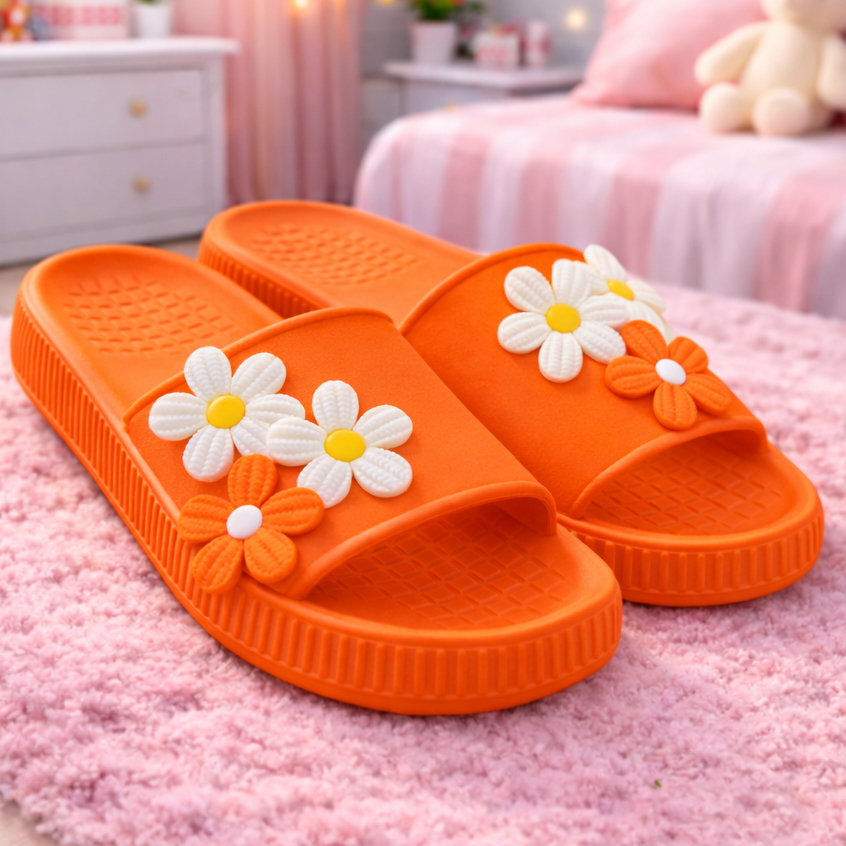 Chinelo Infantil Jovem Nuvem Menina Slide Margarida Flores Colorido Macio Confortável Leve